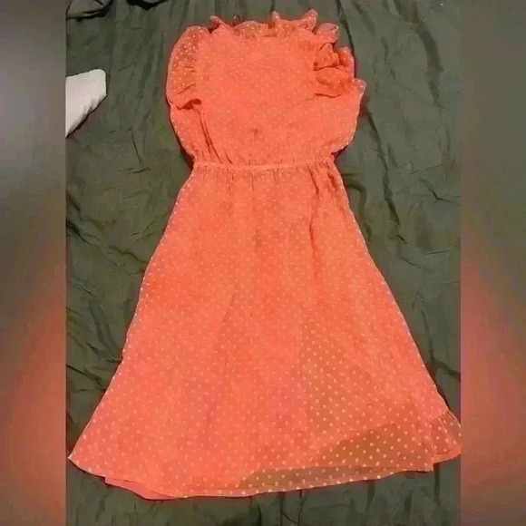 DownEast peach 🍑 polkadot dress size medium - Picture 4 of 7